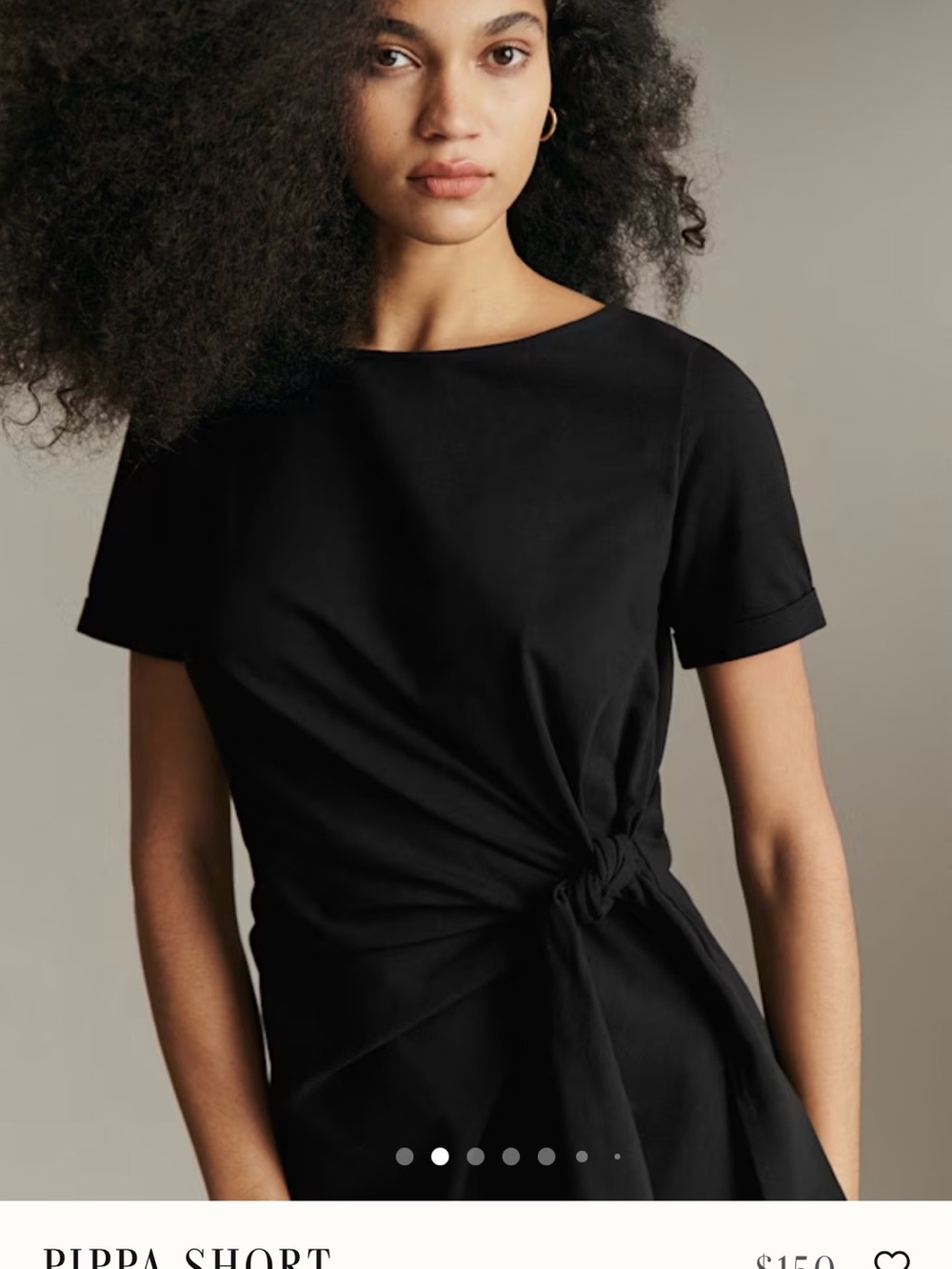 Sezane Black Short-Sleeve Side-Knot Top